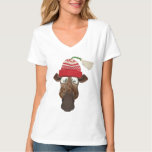 Cute Whimsical Giraffe In Winter Hat T-shirt at Zazzle