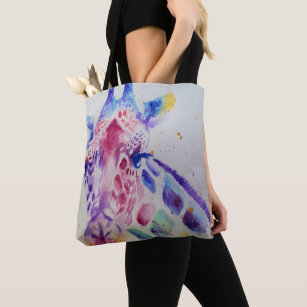 Cute Whimsical Giraffe painting Grocery Tote Bag