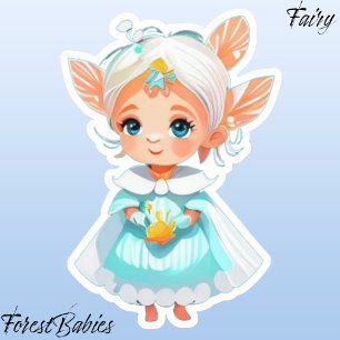 Cute Whimsical Girl Fairy Fantasy Cartoon Graphic Sticker