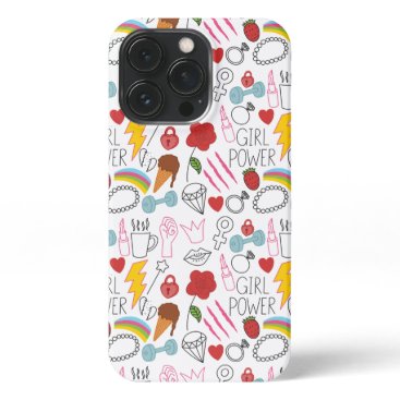 Cute Whimsical Girl Power Doodle Retro iPhone 13 Pro Case