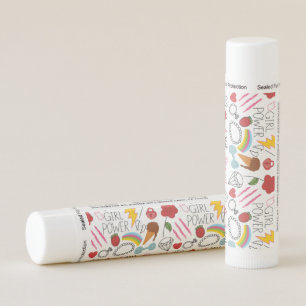 Cute Whimsical Girl Power Doodle Retro Lip Balm