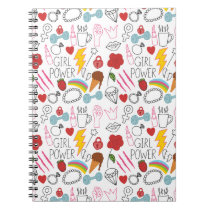 Cute Whimsical Girl Power Doodle Retro Notebook