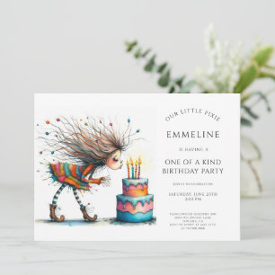 Cute Whimsical Girl's 4th Birthday Party  Invitation