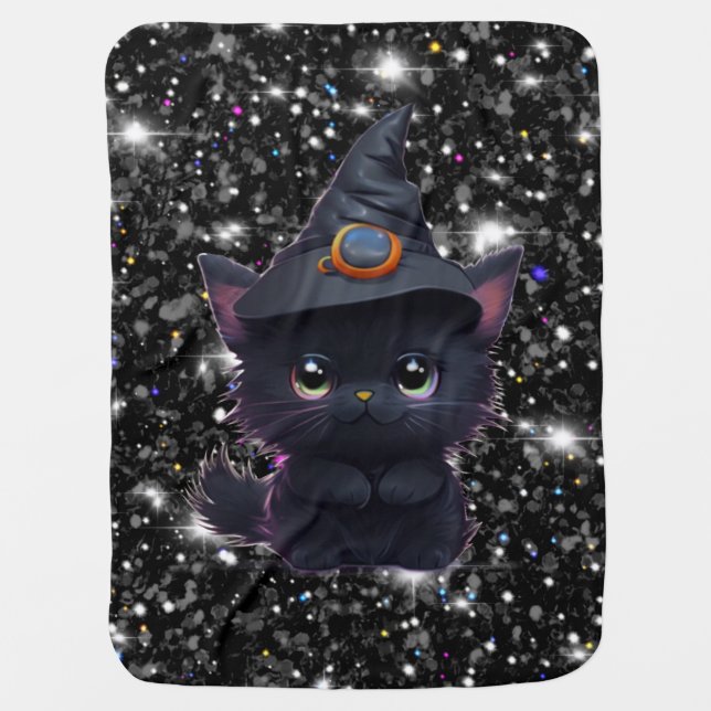 Cute whimsical Halloween black cat Baby Blanket (Front)