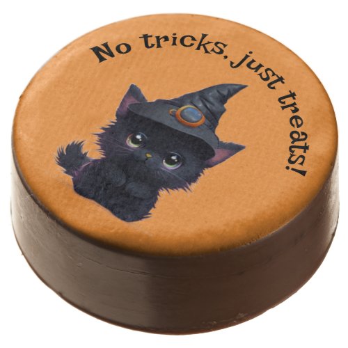 Cute whimsical Halloween black cat Chocolate Covered Oreo