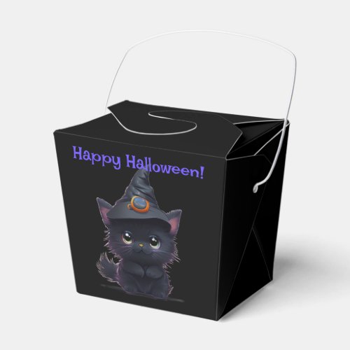 Cute whimsical Halloween black cat Favor Boxes