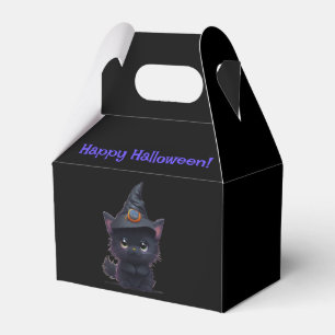 Cute whimsical Halloween black cat Favor Boxes