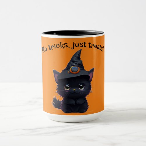 Cute whimsical Halloween black cat Mug