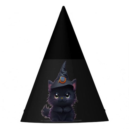 Cute whimsical Halloween black cat Party Hat