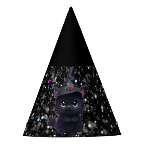 Cute whimsical Halloween black cat Party Hat