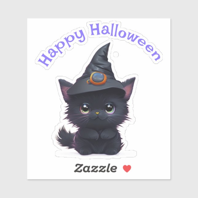 Cute whimsical Halloween black cat Sticker (Sheet)