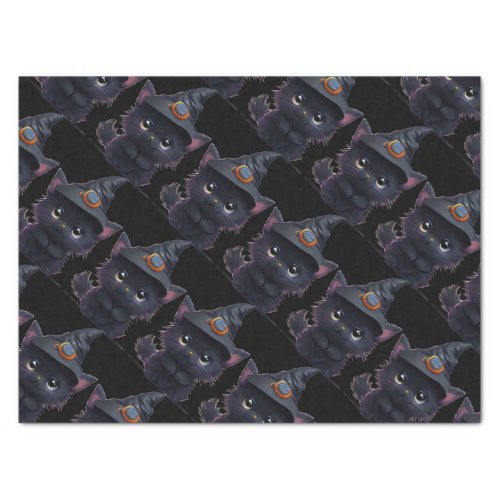 Cute whimsical Halloween black cat Tissue Paper