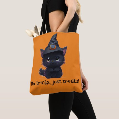 Cute whimsical Halloween black cat Tote Bag