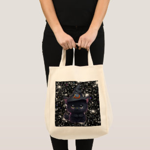 Cute whimsical Halloween black cat Tote Bag