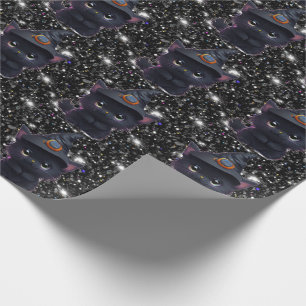 Cute whimsical Halloween black cat Wrapping Paper