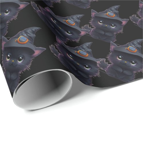 Cute whimsical Halloween black cat Wrapping Paper