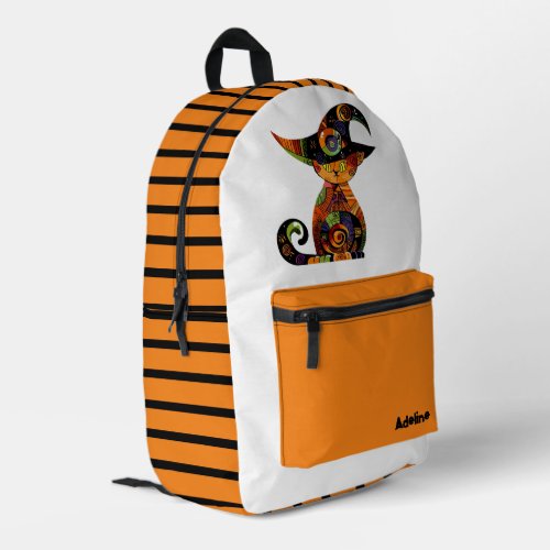 CuteWhimsical Halloween cat Printed Backpack