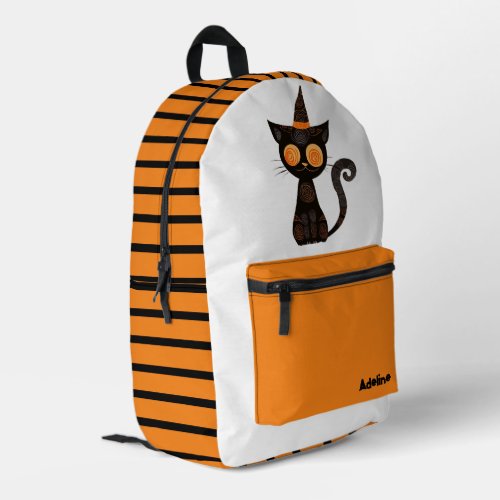 CuteWhimsical Halloween cat Printed Backpack