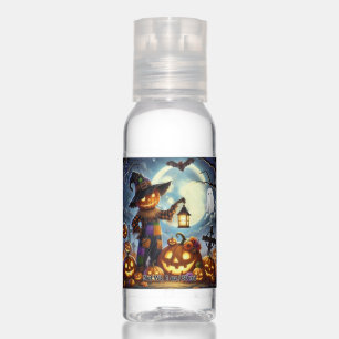 Cute, Whimsical Halloween scarecrow & pumpkins Hand Sanitizer