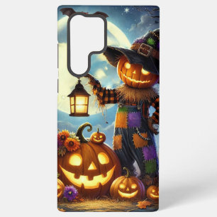 Cute, Whimsical Halloween scarecrow & pumpkins Samsung Galaxy S22 Ultra Case