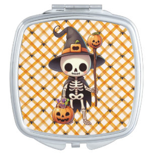 Cute, Whimsical Halloween skeleton Compact Mirror