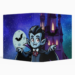 Cute, whimsical Halloween vampire 3 Ring Binder