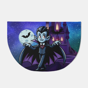 Cute, whimsical Halloween vampire Doormat