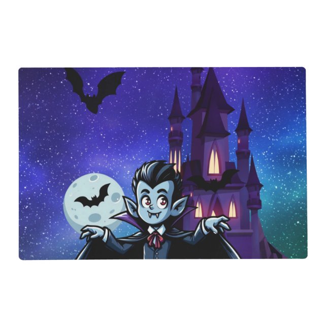 Cute, whimsical Halloween vampire Placemat (Front)