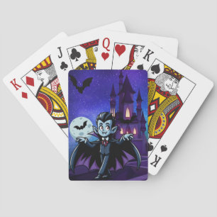 Cute, whimsical Halloween vampire Poker Cards