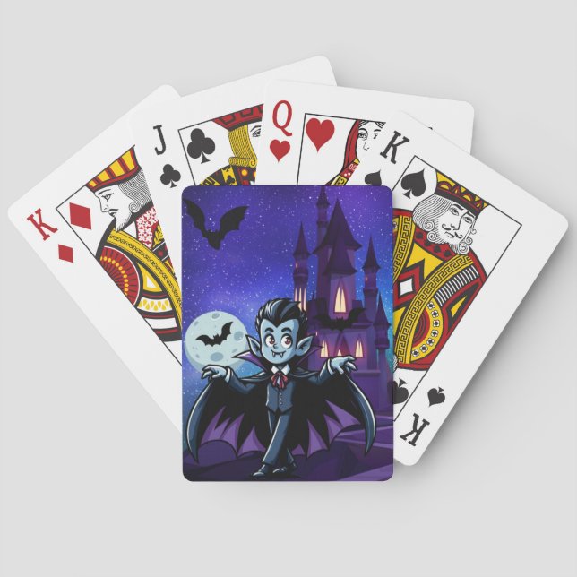 Cute, whimsical Halloween vampire Poker Cards (Back)