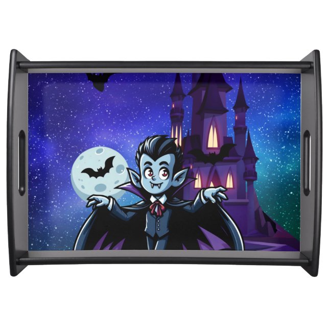 Cute, whimsical Halloween vampire Serving Tray (Front)