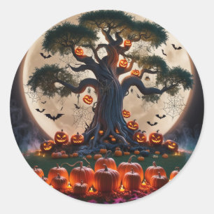 Cute Whimsical Halloween Witch, Personalized Name Classic Round Sticker