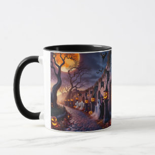 Cute Whimsical Halloween Witch, Personalized Name  Mug