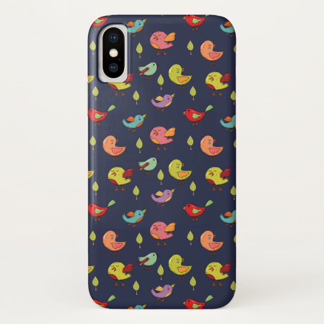 Cute Whimsical Hand-Drawn Birds Pattern Case-Mate iPhone Case (Back)