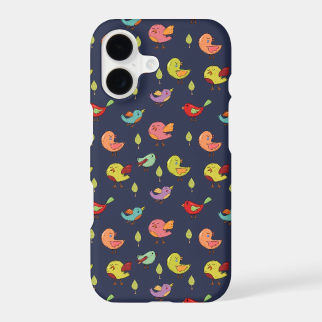 Cute Whimsical Hand-Drawn Birds Pattern Iphone Case (Back)