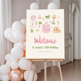 Cute Whimsical Hand-drawn Birthday Welcome Sign