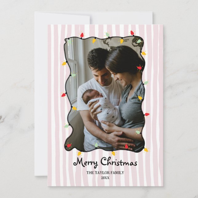 Cute Whimsical Hand Drawn Merry Christmas Photo Invitation (Front)