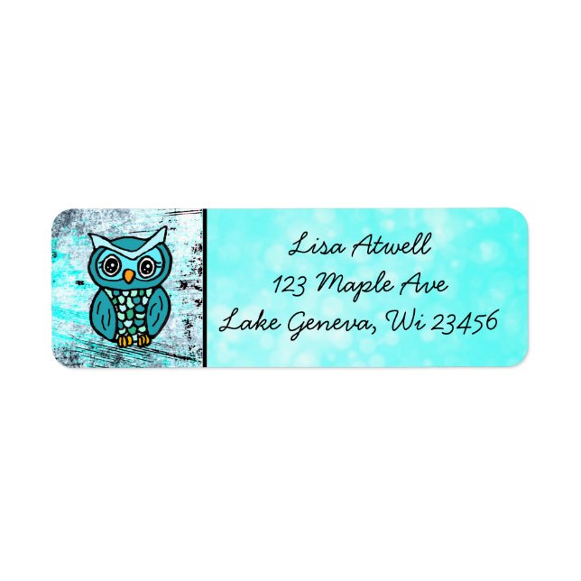 Cute Whimsical Hand Drawn  Owl Label (Front)