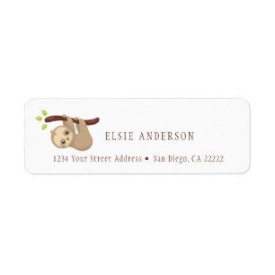 Cute Whimsical Hanging Sloth Return Address   Label