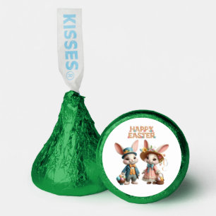 Cute, Whimsical Happy Easter with 2 rabbits Hershey®'s Kisses®