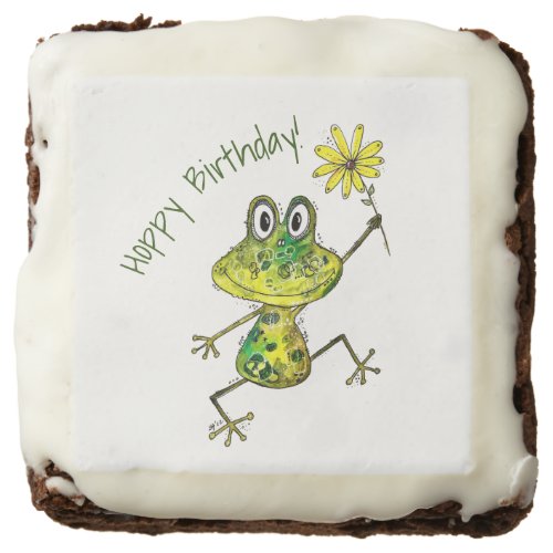 Cute Whimsical Happy Frog Brownie