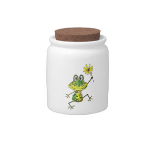 Cute Whimsical Happy Frog Candy Jar