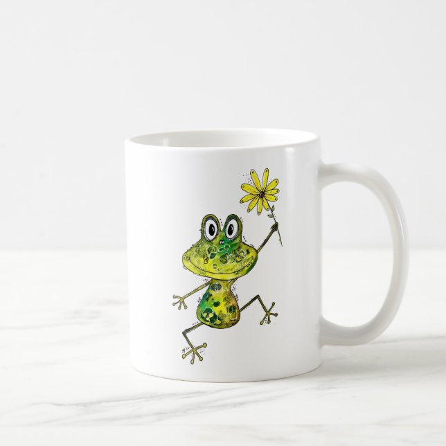 Cute Whimsical Happy Frog Coffee Mug (Right)