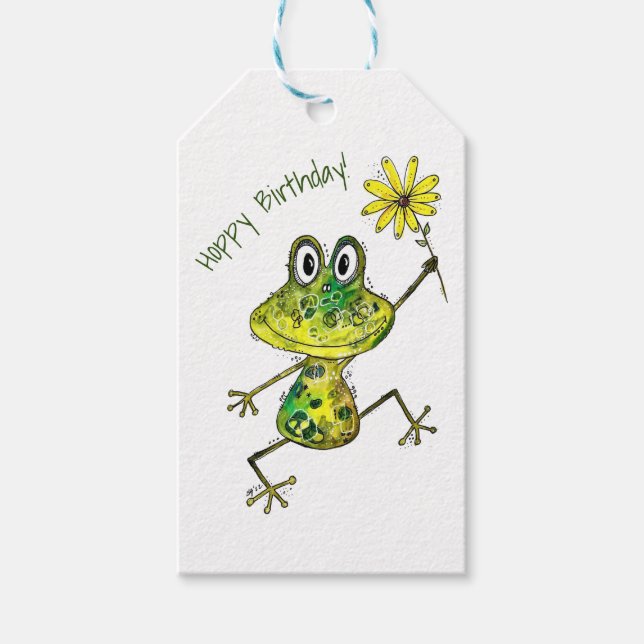 Cute Whimsical Happy Frog Gift Tags (Front)