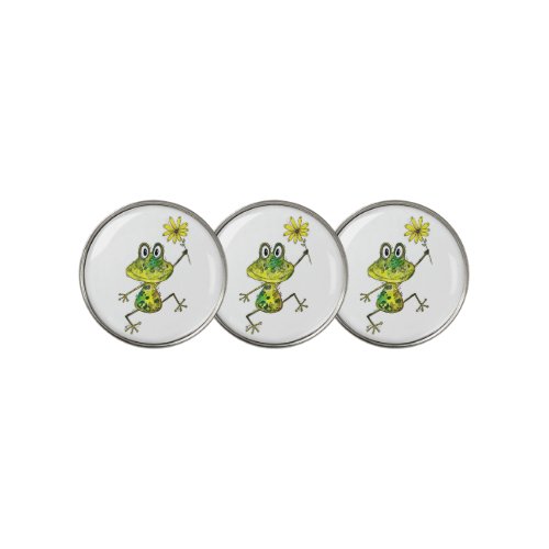 Cute Whimsical Happy Frog Golf Ball Marker