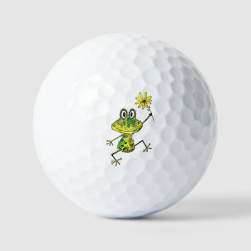 Cute Whimsical Happy Frog Golf Balls