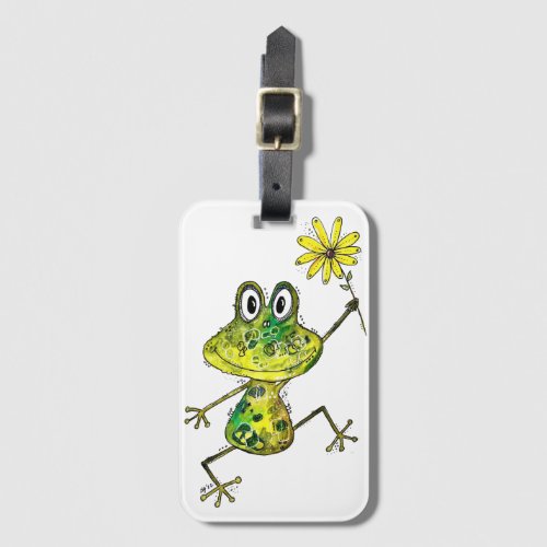 Cute Whimsical Happy Frog Luggage Tag