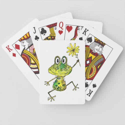 Cute Whimsical Happy Frog Playing Cards
