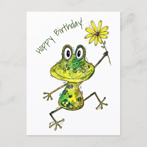 Cute Whimsical Happy Frog Postcard