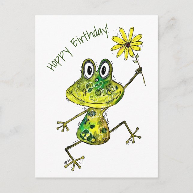 Cute Whimsical Happy Frog Postcard (Front)